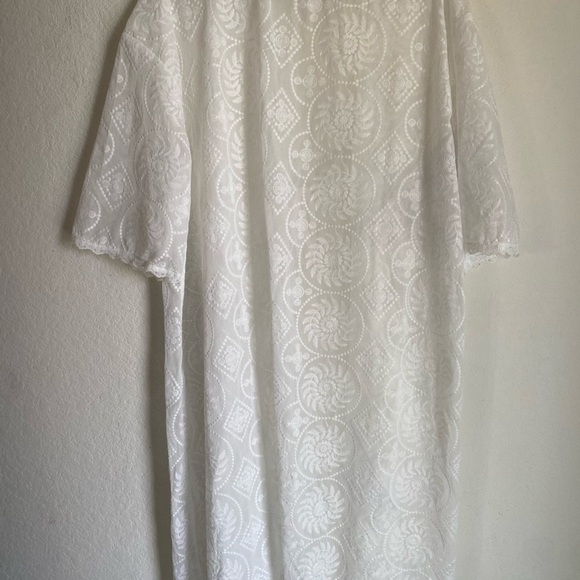 Bloomchic White Lace Kimono Duster Tie Front Long Boho Beach Cardigan 18/20 - Picture 14 of 16